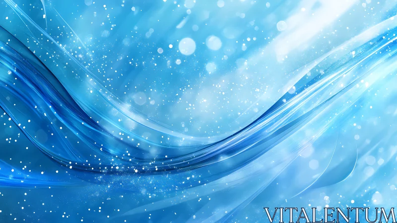 Glowing sapphire light waves with sparkling particle drift.