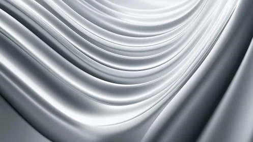 Smooth Silver Abstract Waves with Metallic Glossy Finish.