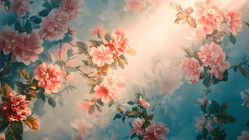 Peonies Pierce Through Misty Dreams, Blooming Beyond Reality