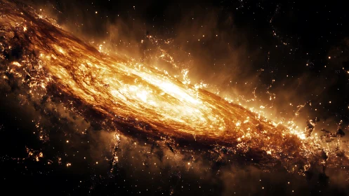 Blazing spiral galaxy burns across a dark cosmic void