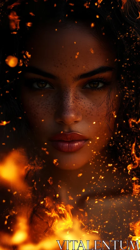 Fire Essence Portrait. Luminous Spark Effect.