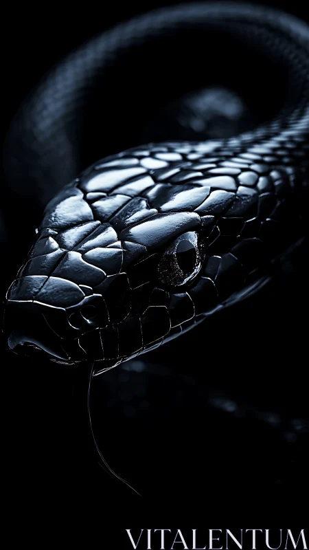 Midnight serpent emerges in dramatic low-key lighting.