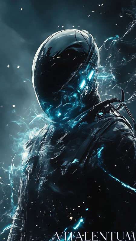 Electric midnight guardian wrapped in glowing stormlight.