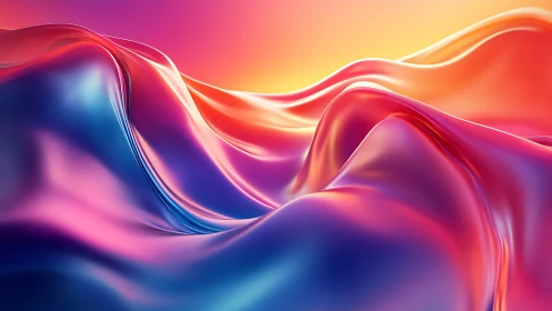 Colorful fluid 3D surface forms smooth reflective wave shapes