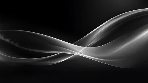 Monochrome abstract wave lines on dark gradient background.