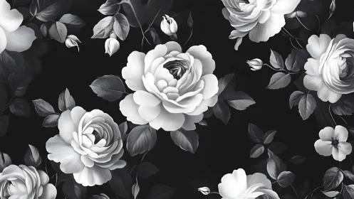 Monochromatic Floral Composition: Layered Botanical Arrangement with Tonal Gradation.