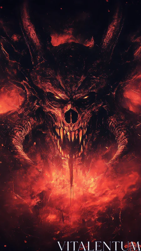 Infernal demonic skull apparition in eruptive chromatic plasma.