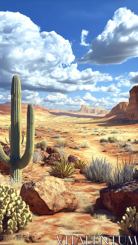 Cactus sentinels stand guard beneath roaming desert clouds