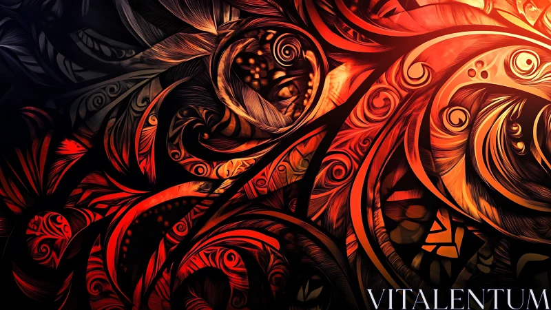 Glowing swirling patterns in warm fiery abstract art design.