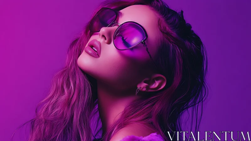 Neon drenched portrait in vivid purple cinematic glow.
