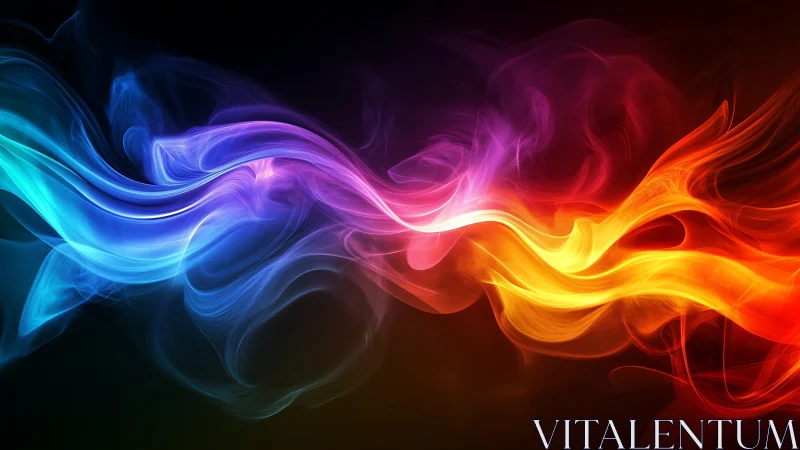 Luminous Wave Dance: Blue to Crimson Flow.