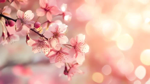 Cherry blossom clusters with soft bokeh background rendering.