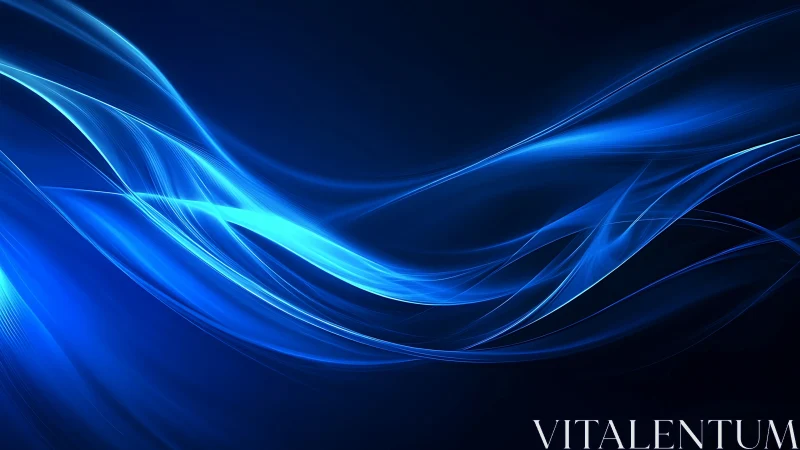 Blue luminous waveforms intersect dark background field