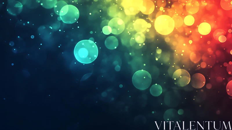 Vibrant Bokeh Light Abstract in Rainbow Colors, Digital Art Style.