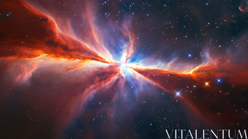 Stellar nebula wings explode from bright galactic core.