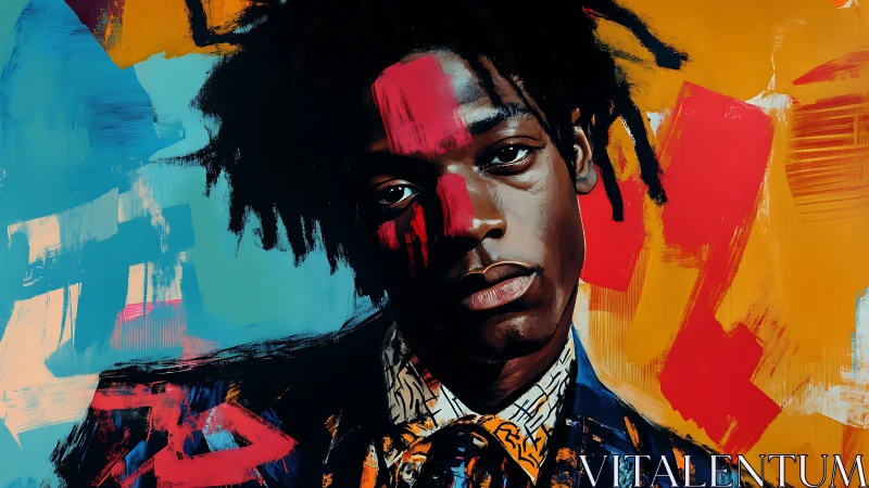 Portrait of young man in vivid abstract color field.