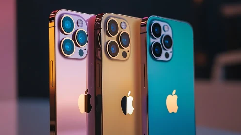 Premium iPhone 14 Pro Models in Pink, Gold, and Teal