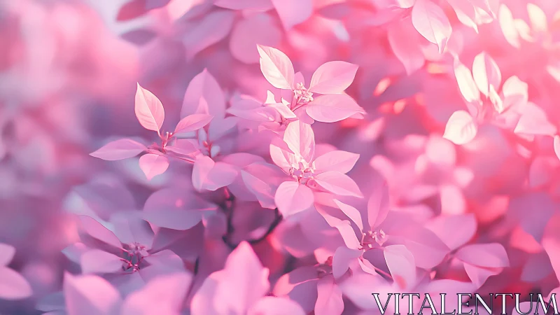 Soft pink blossoms in luminous botanical composition