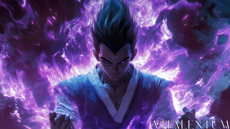 Purple storm warrior wrapped in crackling cosmic power.