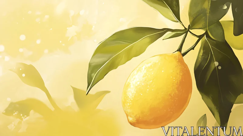 Sunlit lemon branch glowing in a soft golden haze.