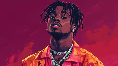 Bold digital portrait of confident man in vivid colors.