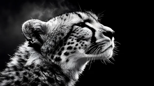 Starlit whiskers carve a cheetah’s profile from midnight