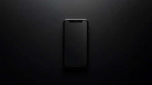 Black Smartphone Centered Against Dark Gradient Background.