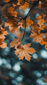Autumn maple leaves in sharp focus against soft bokeh.