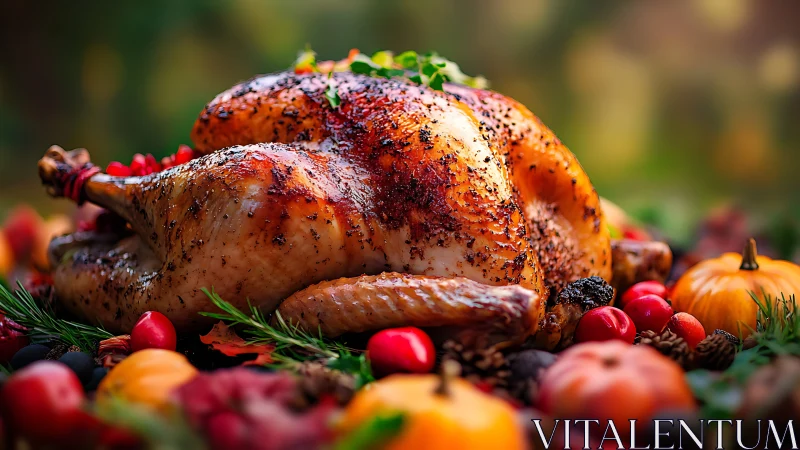 Roasted turkey prepared for festive holiday dining celebration.