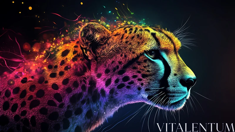 Vibrant Leopard Spirit in Glowing Color Explosion.