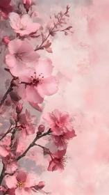 Delicate Pink Blossoms Painted in Soft, Dreamy Watercolor Hues