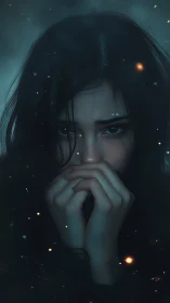 Nocturnal portrait with particulate bokeh and moody occlusion.