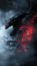 Volumetric smoke wyrm materializing from red spectral fire