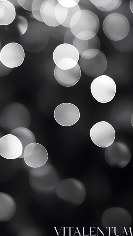 Soft monochrome bokeh orbs floating in blurred darkness.