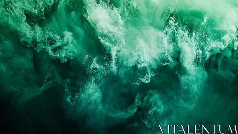 Vivid Abstract Green Smoke Clouds in Dynamic Artistic Motion.