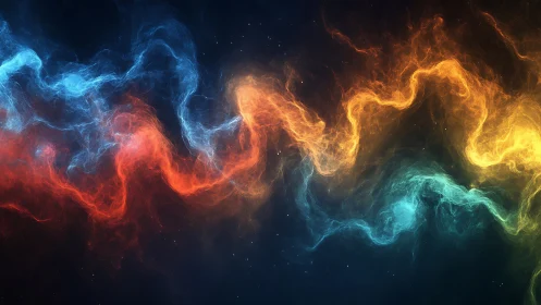 Multicolor plasma nebula filaments in deep interstellar void