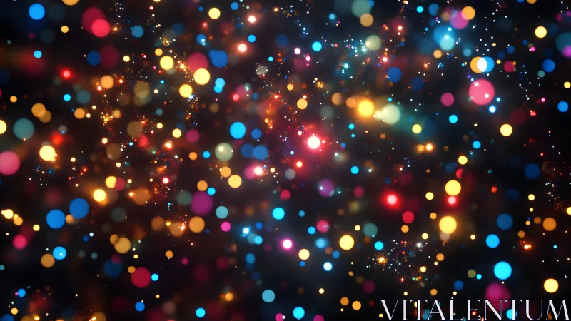 Vibrant Multicolored Bokeh Lights on Dark Background, Abstract Art.