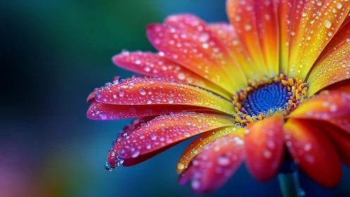 Gerbera daisy with water droplets on petals