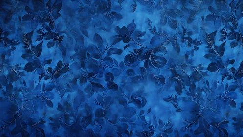 Midnight blue botanical pattern with layered foliage forms.