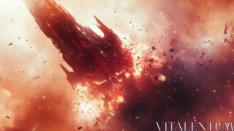 Fragmenting alien capital ship in high-energy stellar detonation