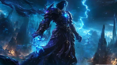 Stormforged void warlord strides through shattered heavens.