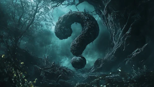 Mysterious forest question mark invites curious wanderers in