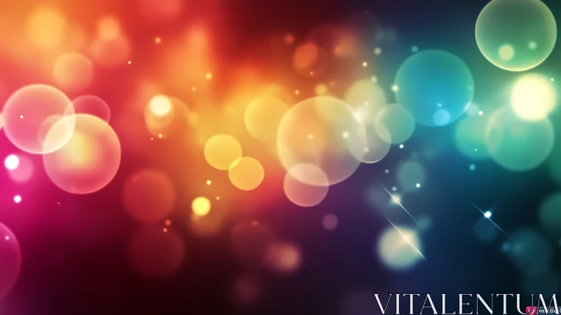 Abstract bokeh orbs in radiant multicolor digital field.