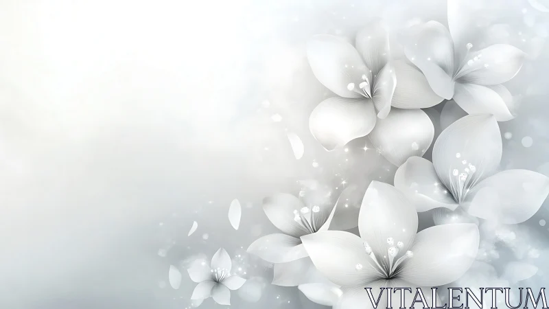 Ethereal White Flowers Blooming in Soft Luminous Haze