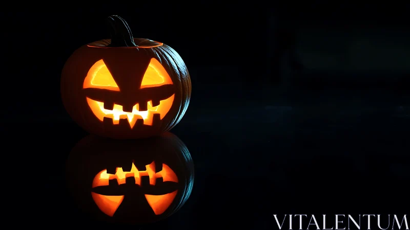 Glowing jack o lantern casting cozy light in the dark.