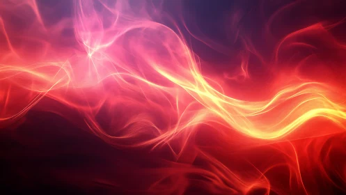 Dynamic Energy Flow: Luminous Red and Golden Wave Abstraction.