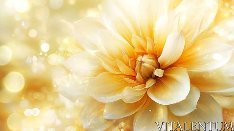 Golden Dahlia in Soft Bokeh Light.