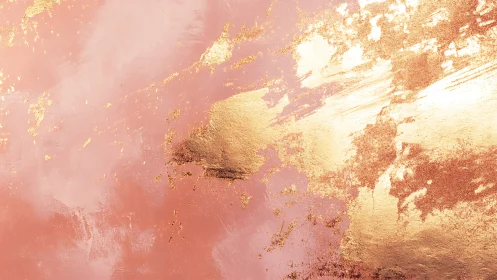 Pink and gold abstract metallic brushstroke background art.