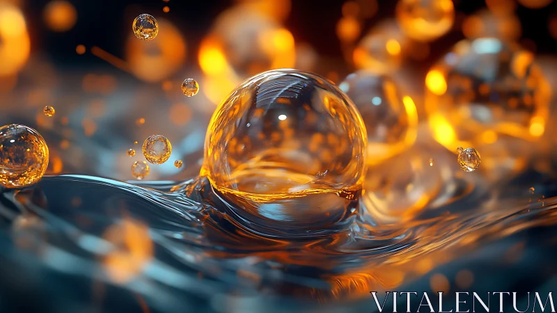 Liquid fire orbs drift like molten lanterns across waves