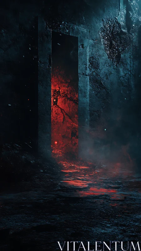 Crimson Rift Doorway in a Drowned Midnight Corridor.